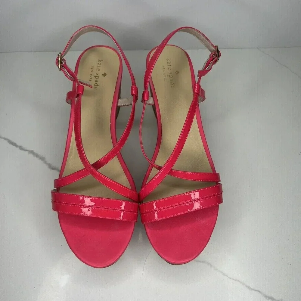 Kate Spade Hot Pink Wedge Platform Sandal Heels Sz 11 Cocktail Comfy
